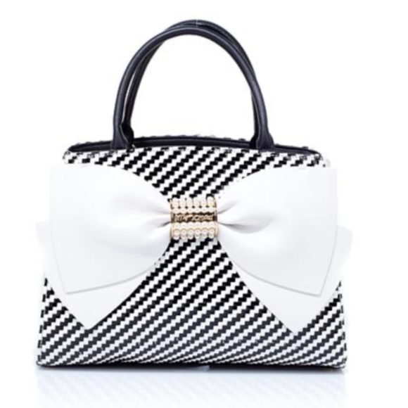 Betsey Johnson Handbags - Betsey Johnson Pearl of a Girl Satchel - Cream/Blk